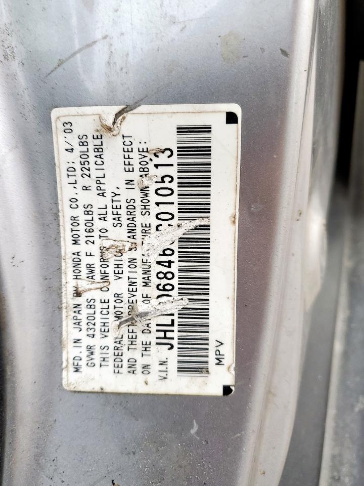 2003 Honda Cr-V Lx VIN: JHLRD68463C010513 Lot: 71074785