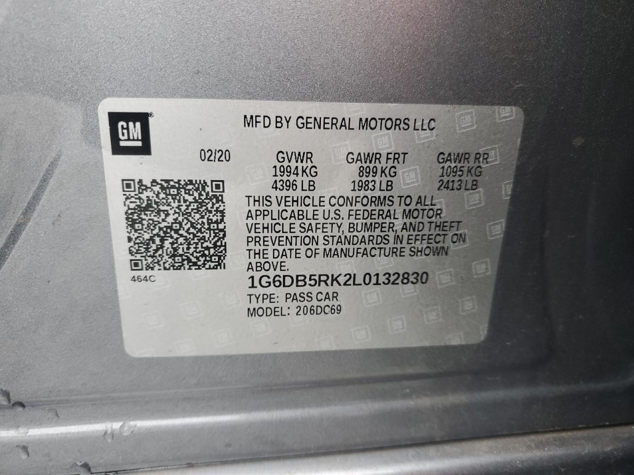 2020 Cadillac Ct4 Premium Luxury VIN: 1G6DB5RK2L0132830 Lot: 94755155