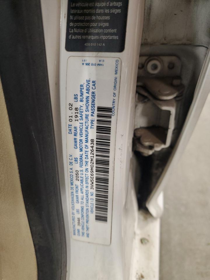 2002 Volkswagen Jetta Gls VIN: 3VWSE69M02M126438 Lot: 70108115