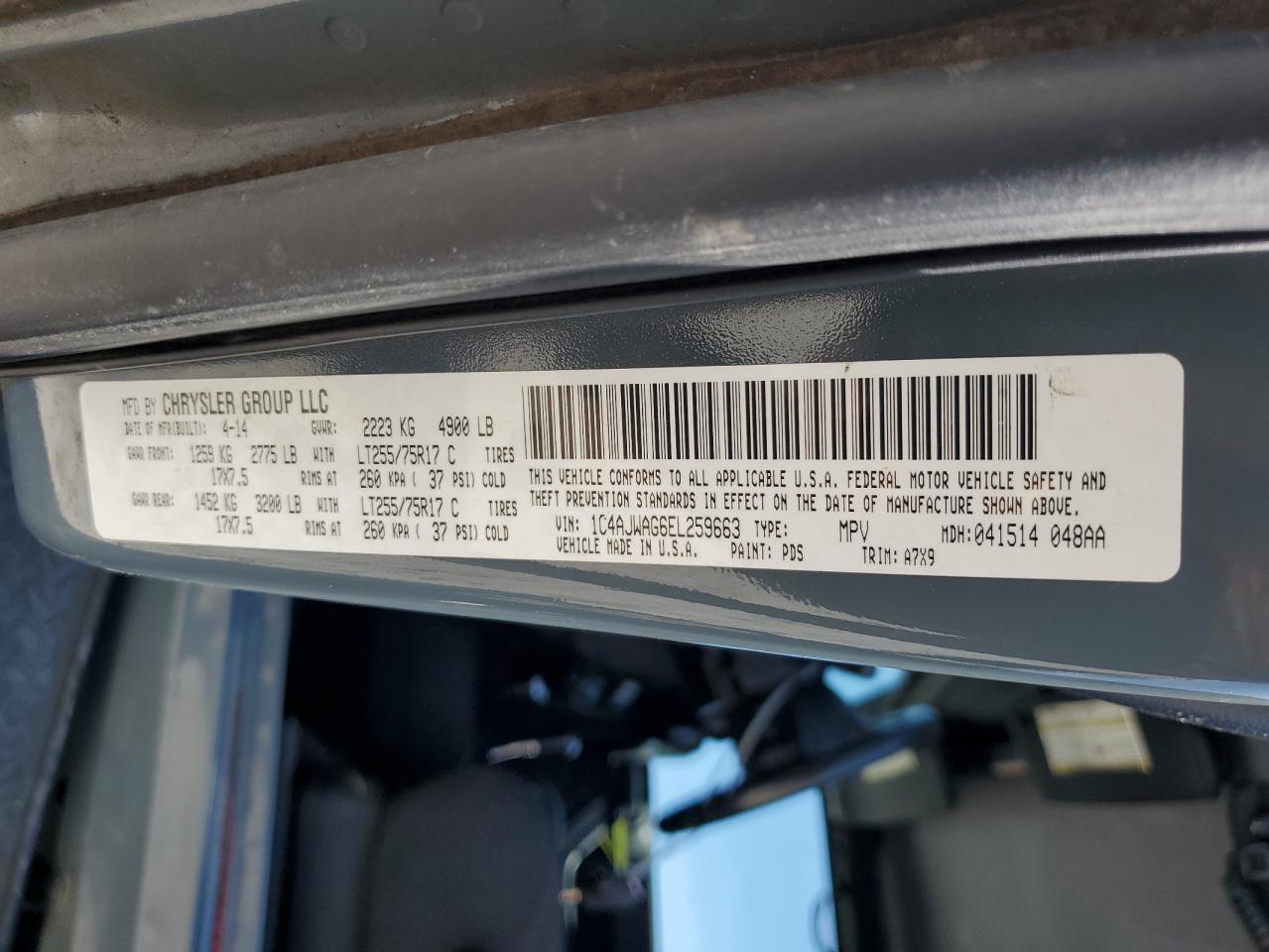 2014 Jeep Wrangler Sport VIN: 1C4AJWAG6EL259663 Lot: 69886865