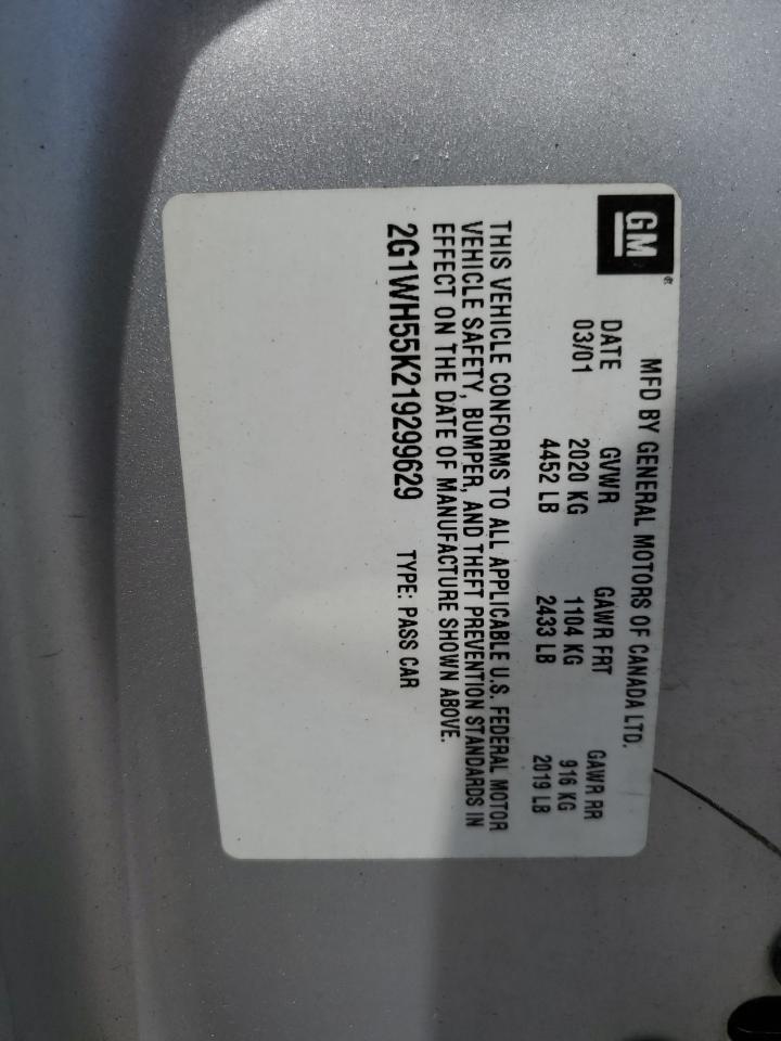 2001 Chevrolet Impala Ls VIN: 2G1WH55K219299629 Lot: 69669025