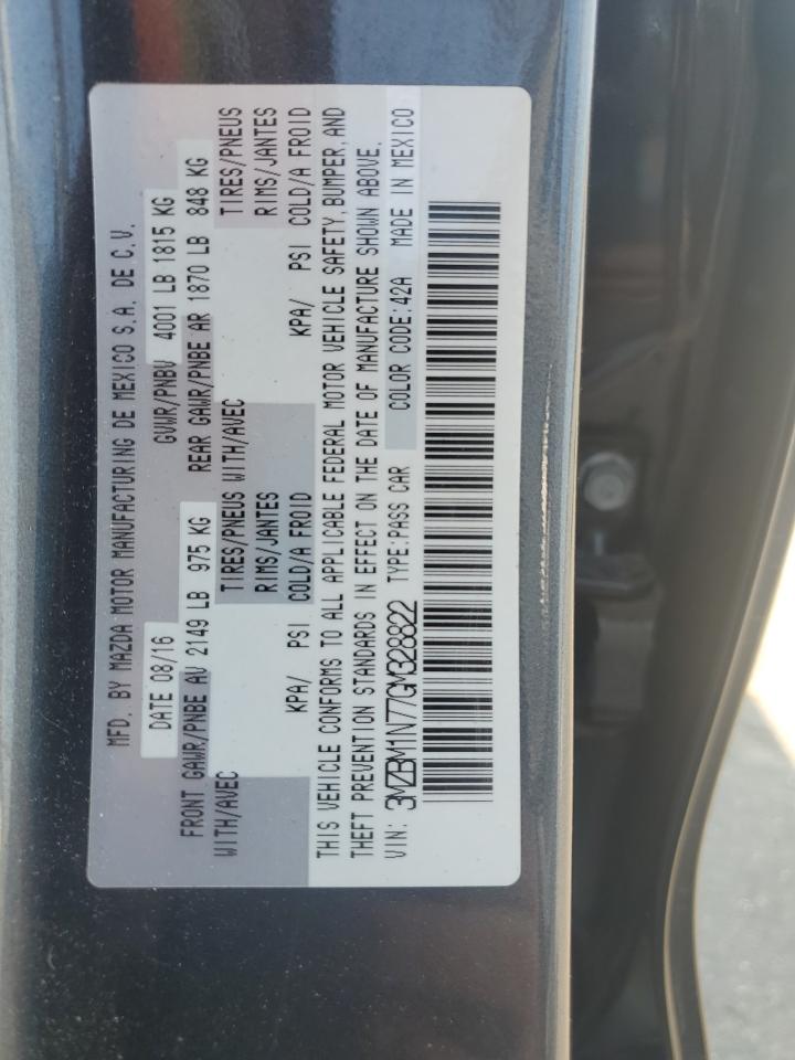 2016 Mazda 3 Grand Touring VIN: 3MZBM1N77GM328822 Lot: 67943895