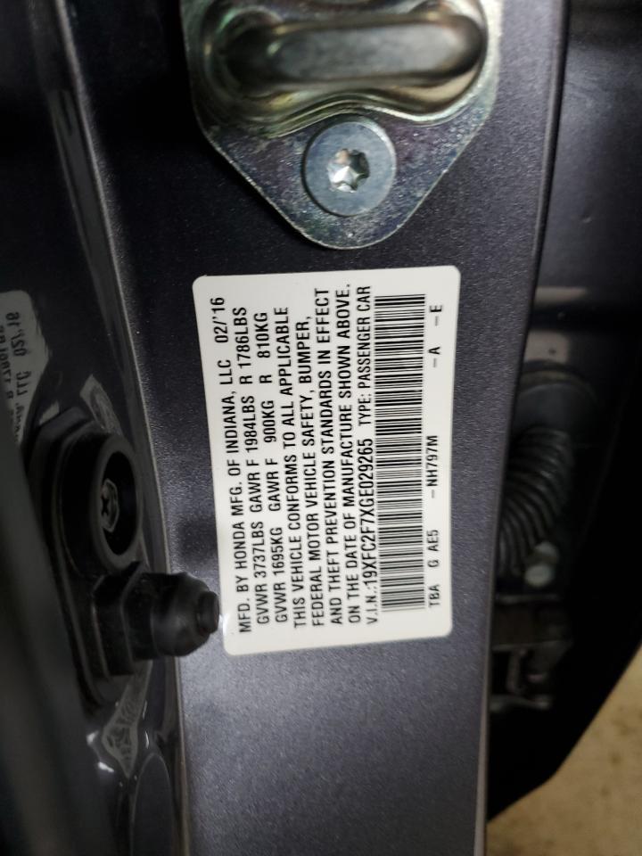 2016 Honda Civic Ex VIN: 19XFC2F7XGE029265 Lot: 67257295
