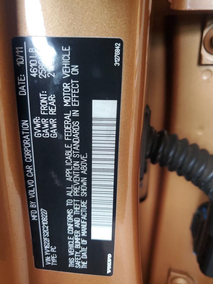 2012 Volvo S60 T5 VIN: YV1622FS2C2108227 Lot: 66946365