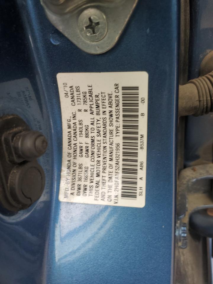 2010 Honda Civic Lx VIN: 2HGFA1F52AH321956 Lot: 69737815