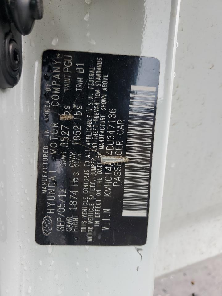 2013 Hyundai Accent Gls VIN: KMHCT4AE4DU347136 Lot: 68201265