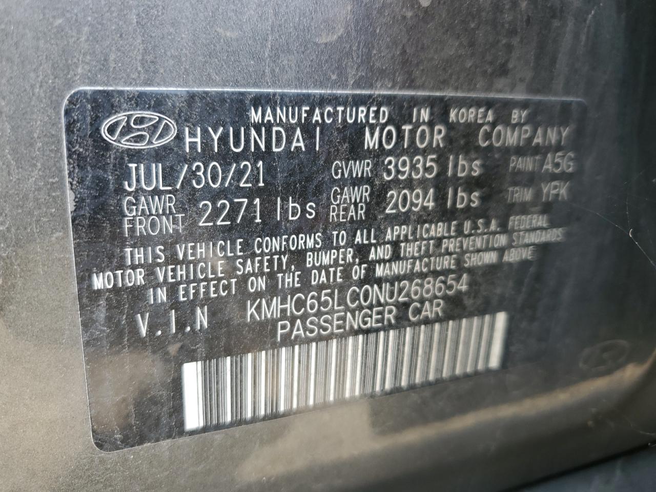 2022 Hyundai Ioniq Blue VIN: KMHC65LC0NU268654 Lot: 70729355