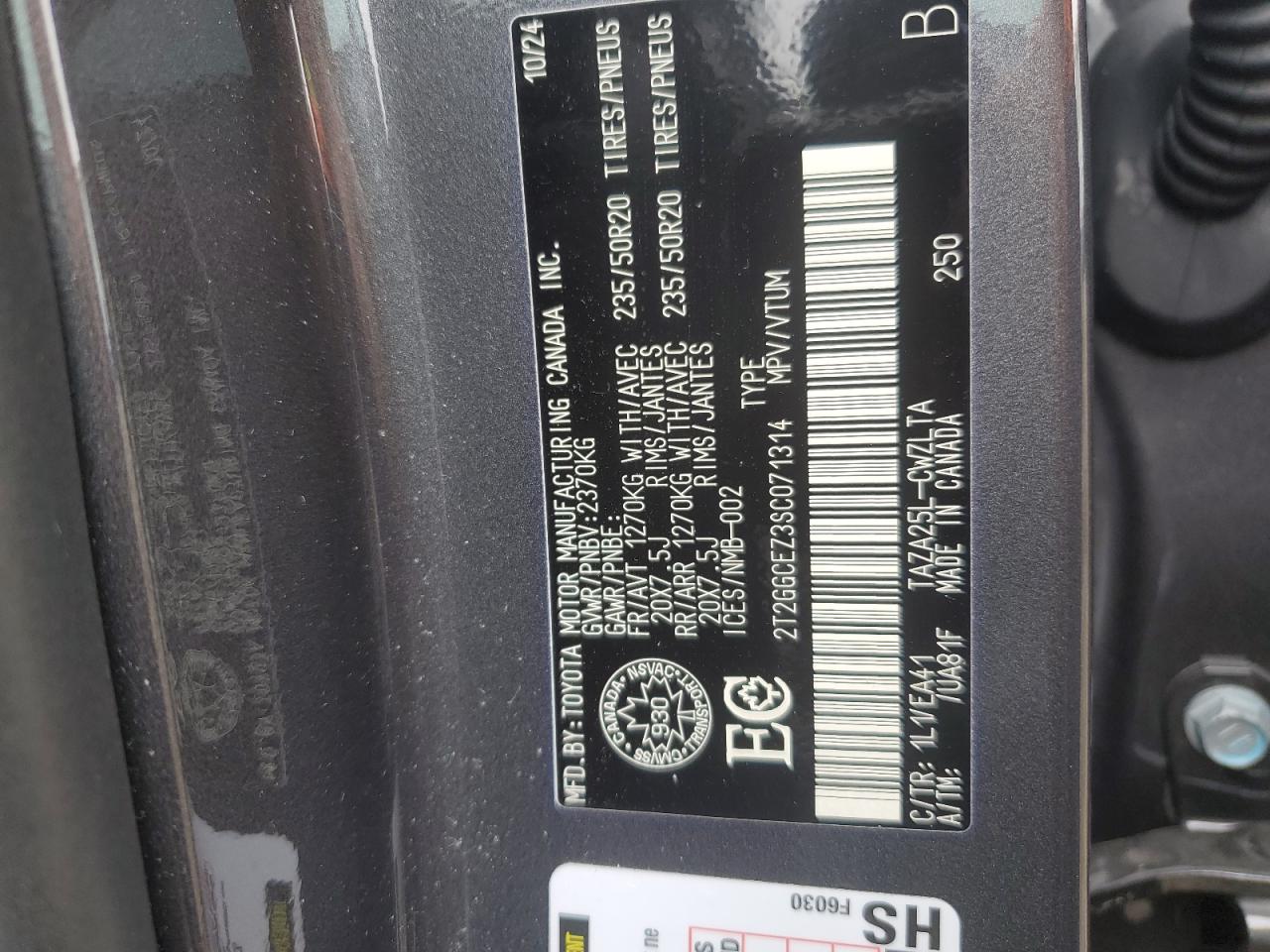 2025 Lexus Nx 350 Premium VIN: 2T2GGCEZ3SC071314 Lot: 68457825