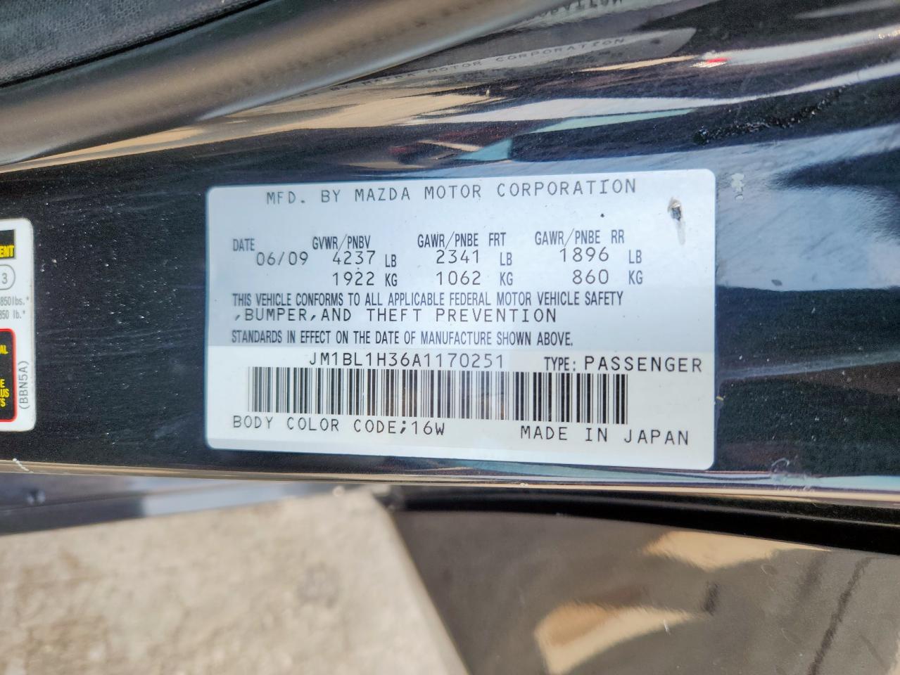 2010 Mazda Speed 3 VIN: JM1BL1H36A1170251 Lot: 70368715