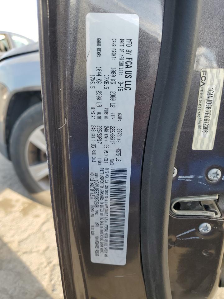 2016 Jeep Compass Latitude VIN: 1C4NJDEB7GD672306 Lot: 70254305