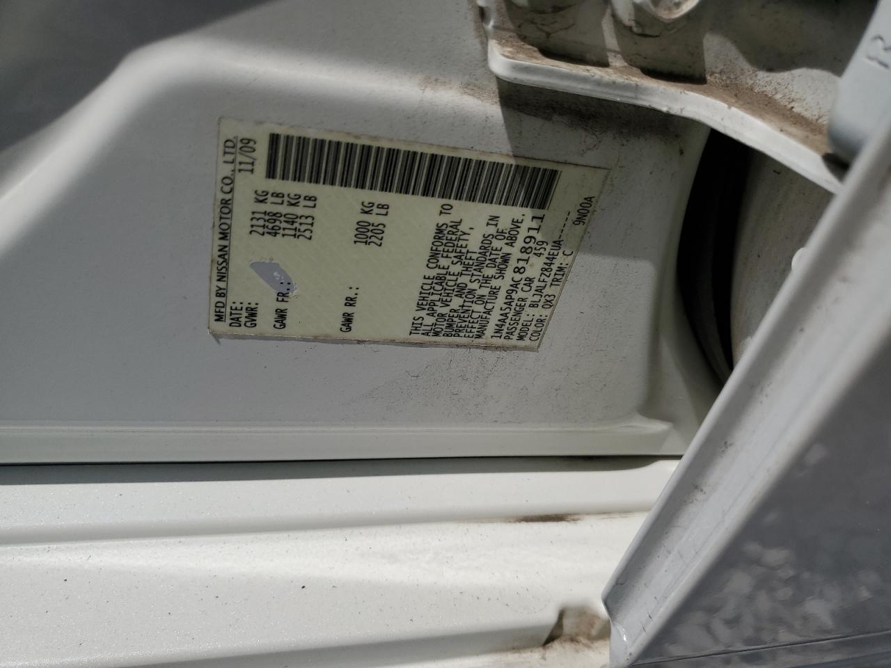 2010 Nissan Maxima S VIN: 1N4AA5AP9AC818911 Lot: 68035085