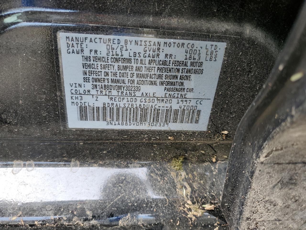 2021 Nissan Sentra Sr VIN: 3N1AB8DV0MY302339 Lot: 70559945