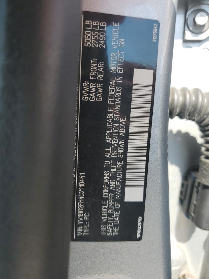 2012 Volvo S60 T6 VIN: YV1902FH4C2110441 Lot: 69682665