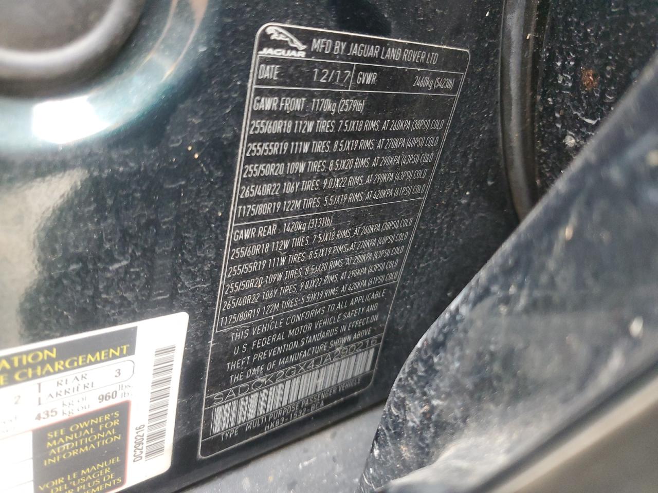 2018 Jaguar F-Pace Prestige VIN: SADCK2GX4JA290216 Lot: 67273305