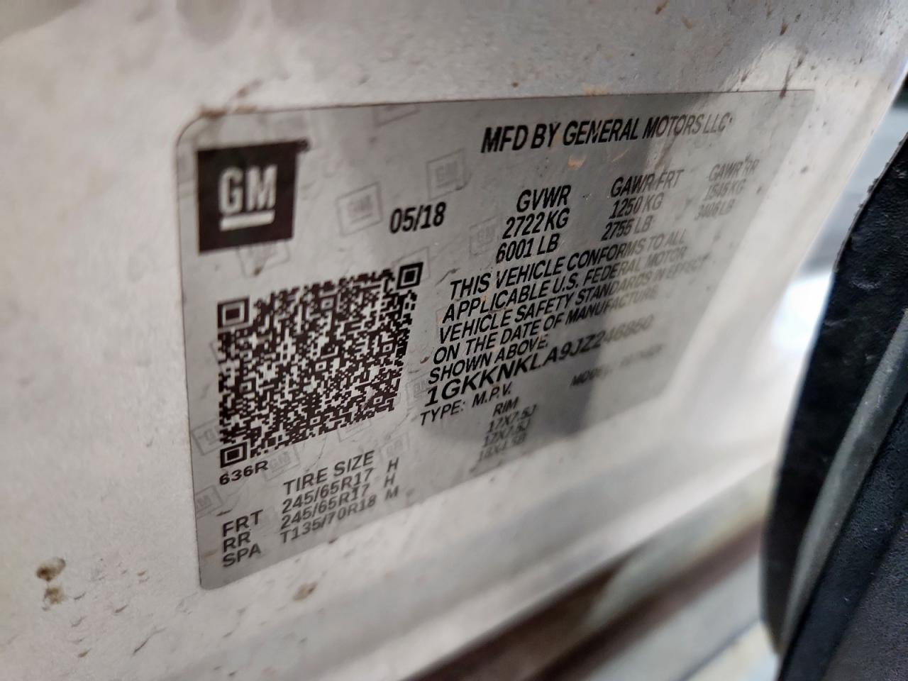 2018 GMC Acadia Sle VIN: 1GKKNKLA9JZ246850 Lot: 69304775