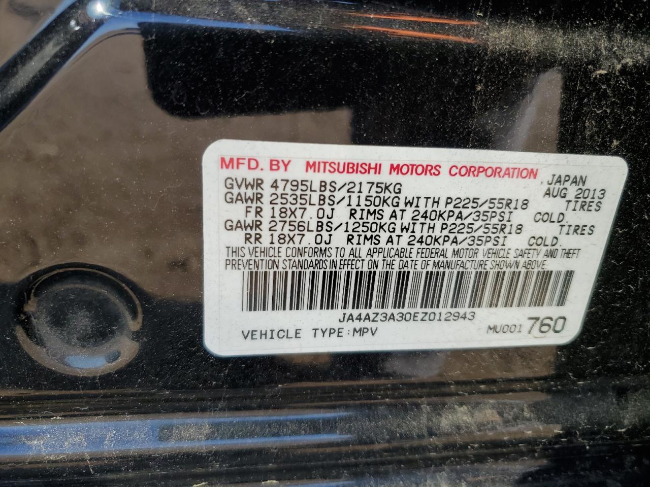 2014 Mitsubishi Outlander Se VIN: JA4AZ3A30EZ012943 Lot: 69780015