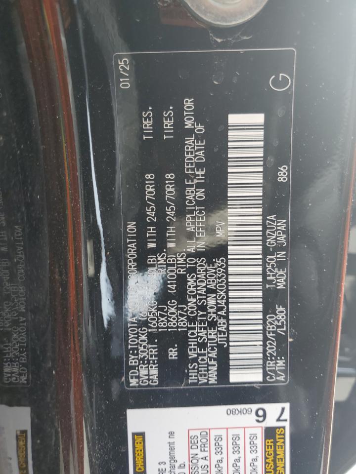 2025 Toyota Land Cruiser Base VIN: JTEABFAJ4SK033935 Lot: 69644135
