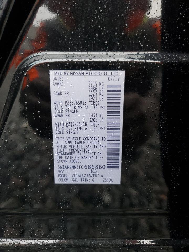 2015 Nissan Pathfinder S VIN: 5N1AR2MN5FC686860 Lot: 69213155