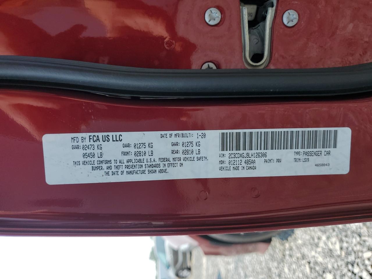 2020 Dodge Charger Scat Pack VIN: 2C3CDXGJ9LH126306 Lot: 66232965