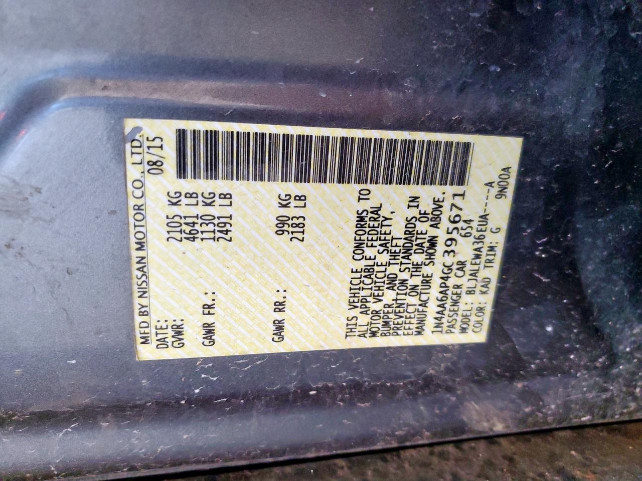 1N4AA6AP4GC395671 2016 Nissan Maxima 3.5S