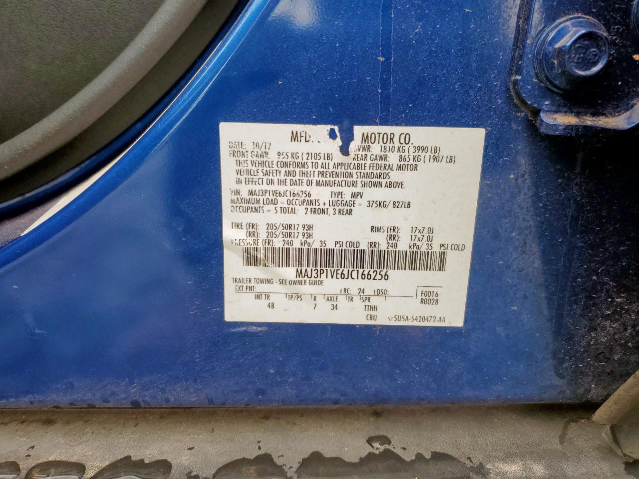 2018 Ford Ecosport Titanium VIN: MAJ3P1VE6JC166256 Lot: 70184955