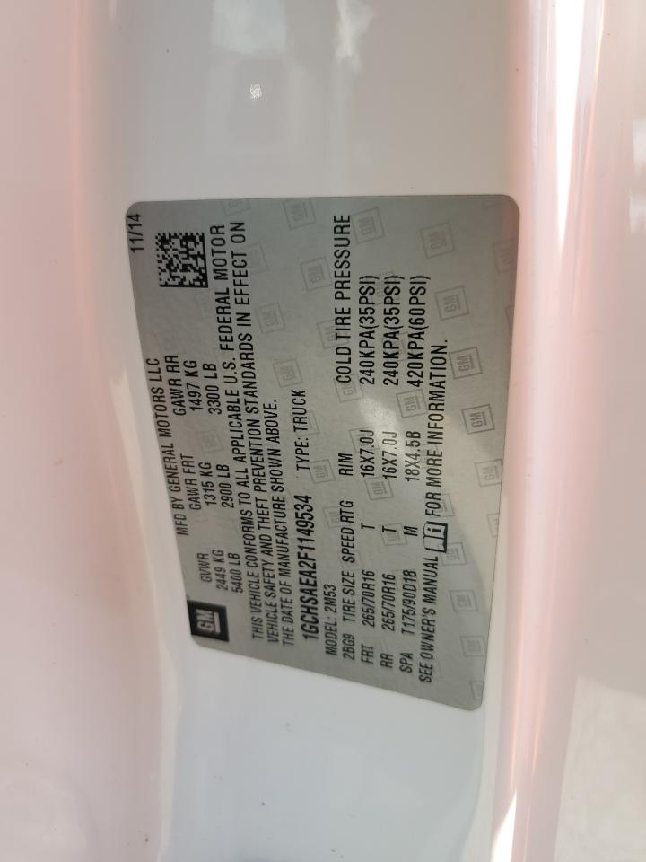 2015 Chevrolet Colorado VIN: 1GCHSAEA2F1149534 Lot: 67897545