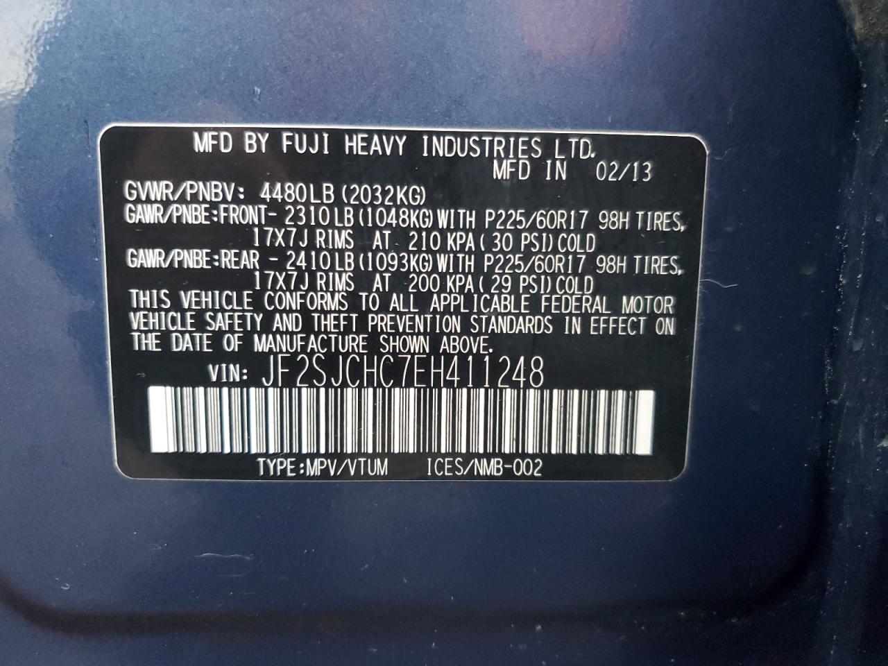 2014 Subaru Forester 2.5I Limited VIN: JF2SJCHC7EH411248 Lot: 68196245