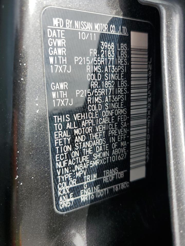 2012 Nissan Juke S VIN: JN8AF5MRXCT101627 Lot: 70234285