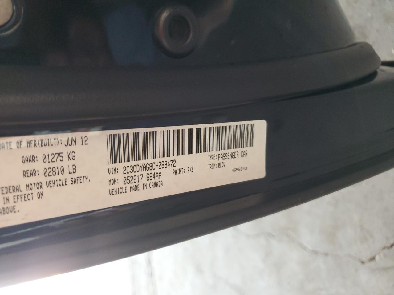 2012 Dodge Challenger Sxt VIN: 2C3CDYAG8CH268472 Lot: 67766465