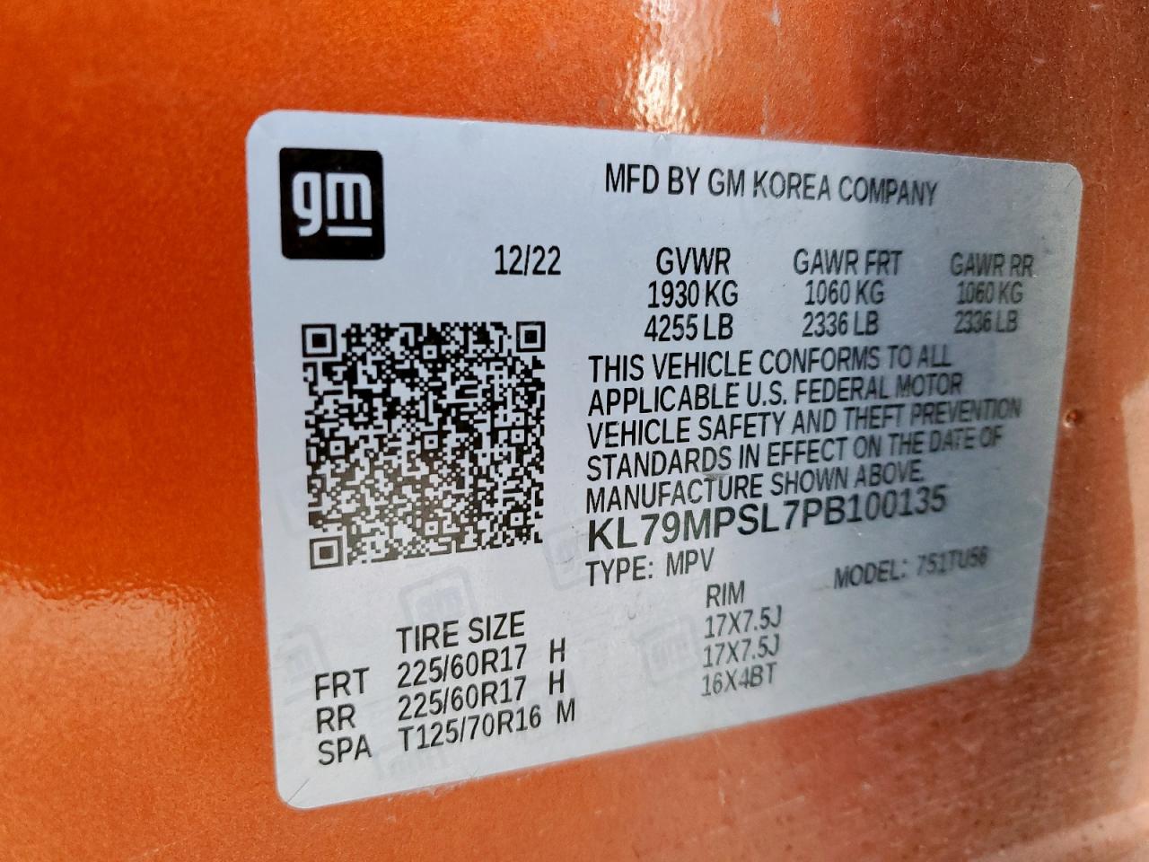 2023 Chevrolet Trailblazer Lt VIN: KL79MPSL7PB100135 Lot: 69556755