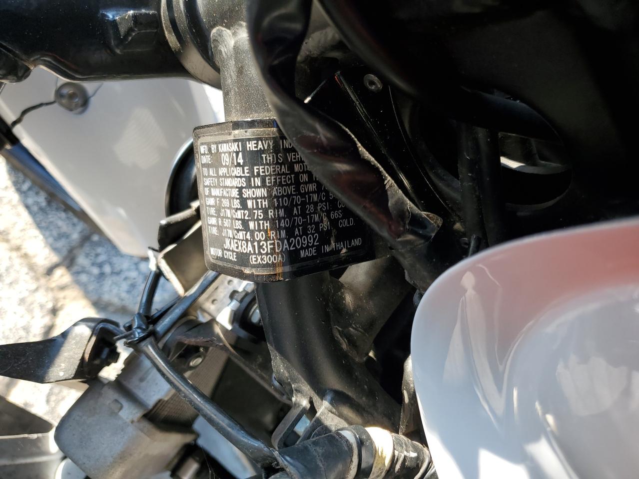 2015 Kawasaki Ex300 A VIN: JKAEX8A13FDA20992 Lot: 68029515