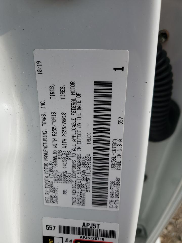 2020 Toyota Tundra Double Cab Sr VIN: 5TFUY5F11LX891824 Lot: 69485485