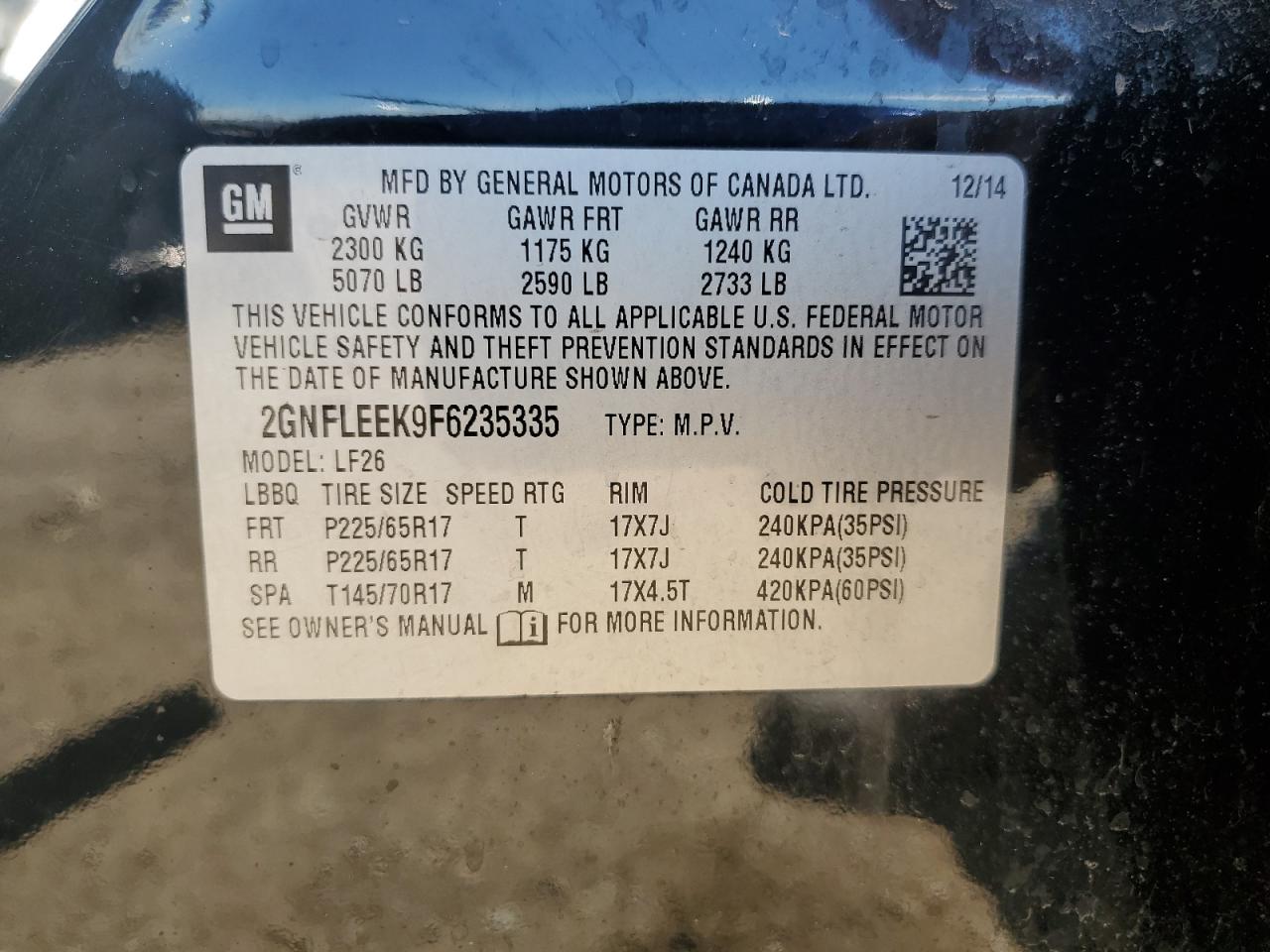 2015 Chevrolet Equinox Ls VIN: 2GNFLEEK9F6235335 Lot: 69757495