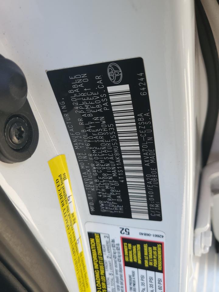 2021 Toyota Camry Night Shade VIN: 4T1S11AK8MU535535 Lot: 67538865