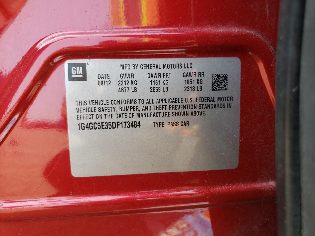 2013 Buick Lacrosse VIN: 1G4GC5E35DF173484 Lot: 67849785