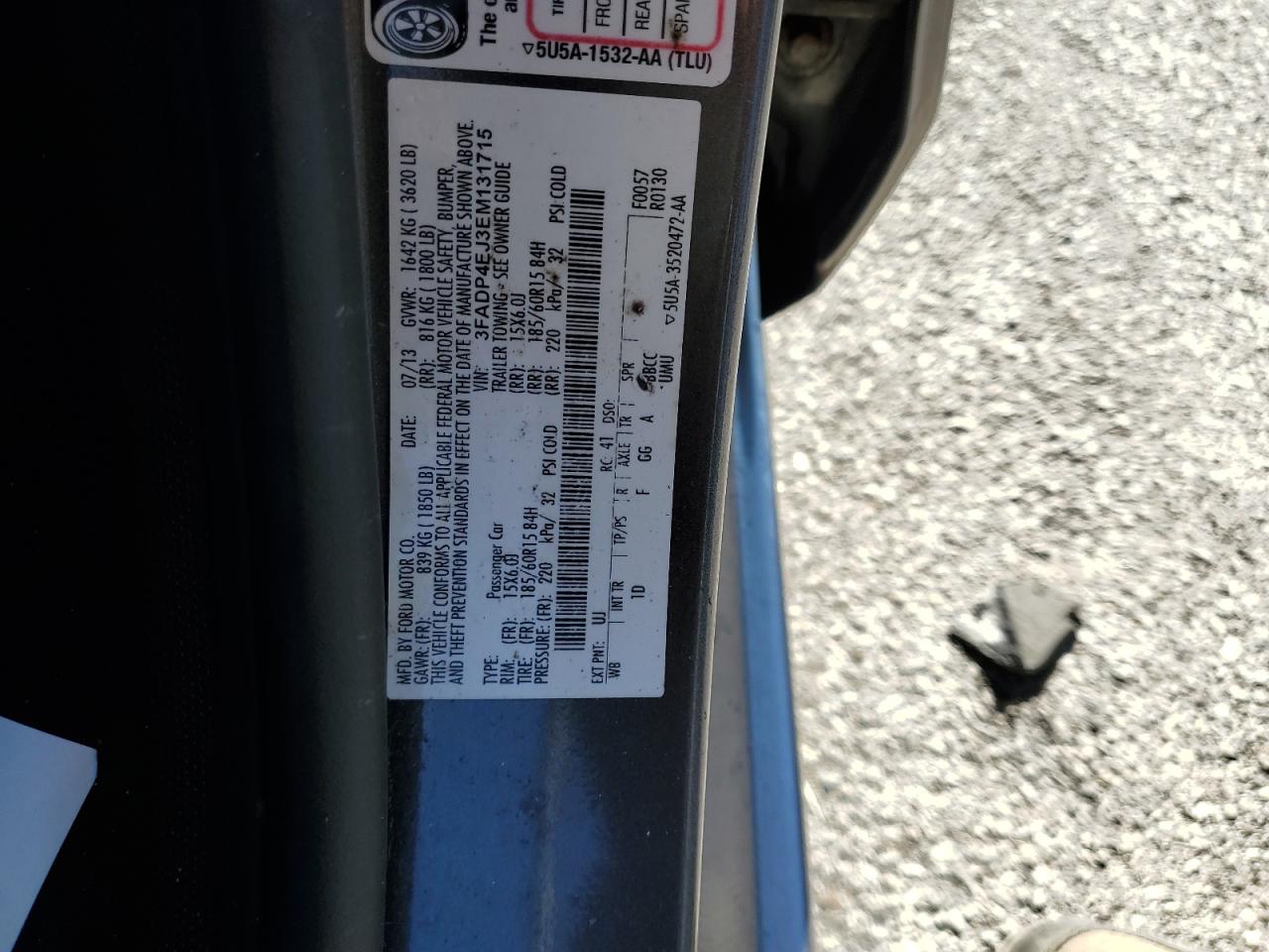 2014 Ford Fiesta Se VIN: 3FADP4EJ3EM131715 Lot: 70390385