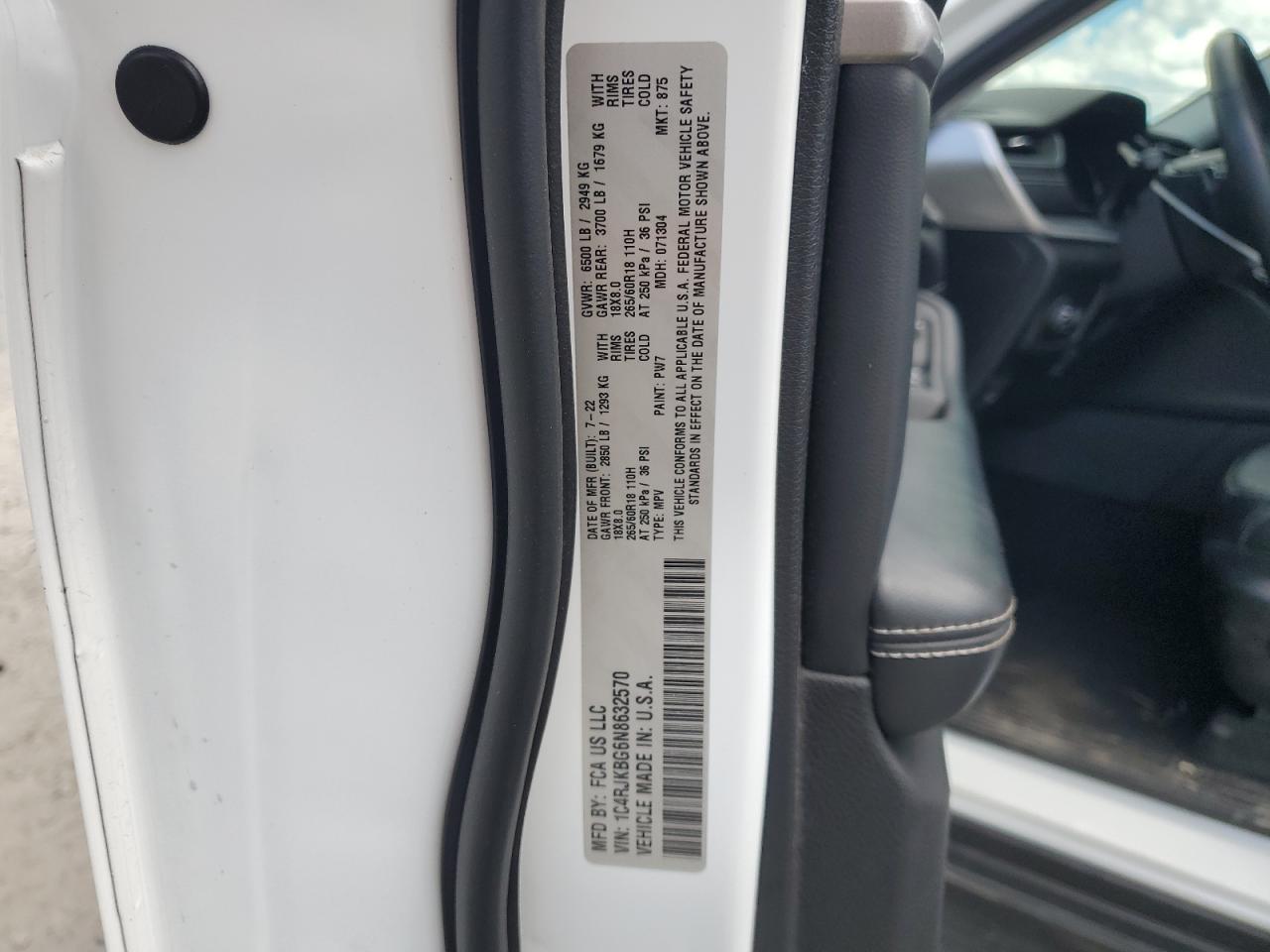 2022 Jeep Grand Cherokee L Limited VIN: 1C4RJKBG6N8632570 Lot: 70556035