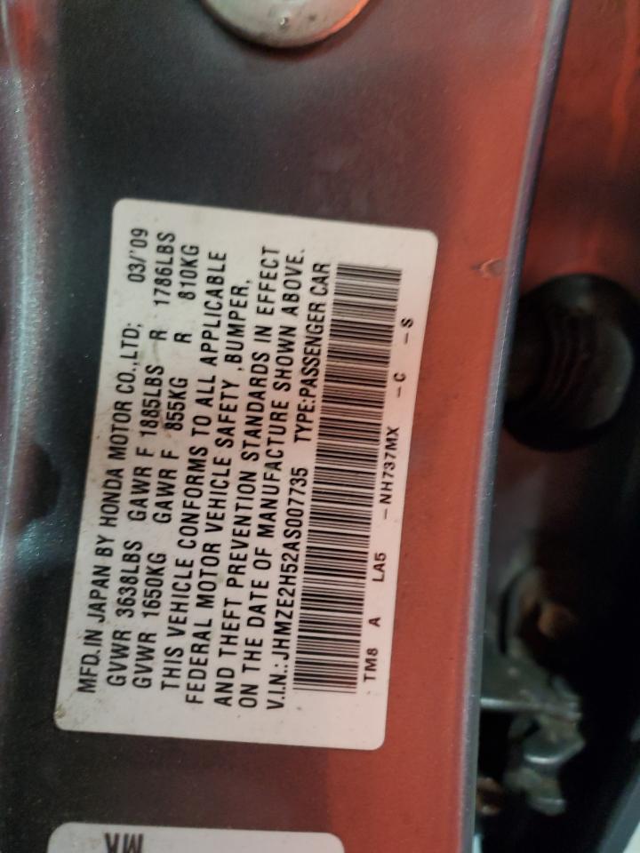 2010 Honda Insight Lx VIN: JHMZE2H52AS007735 Lot: 68920755