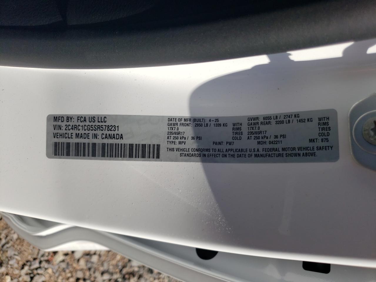 2025 Chrysler Voyager Lx VIN: 2C4RC1CG5SR578231 Lot: 68577305