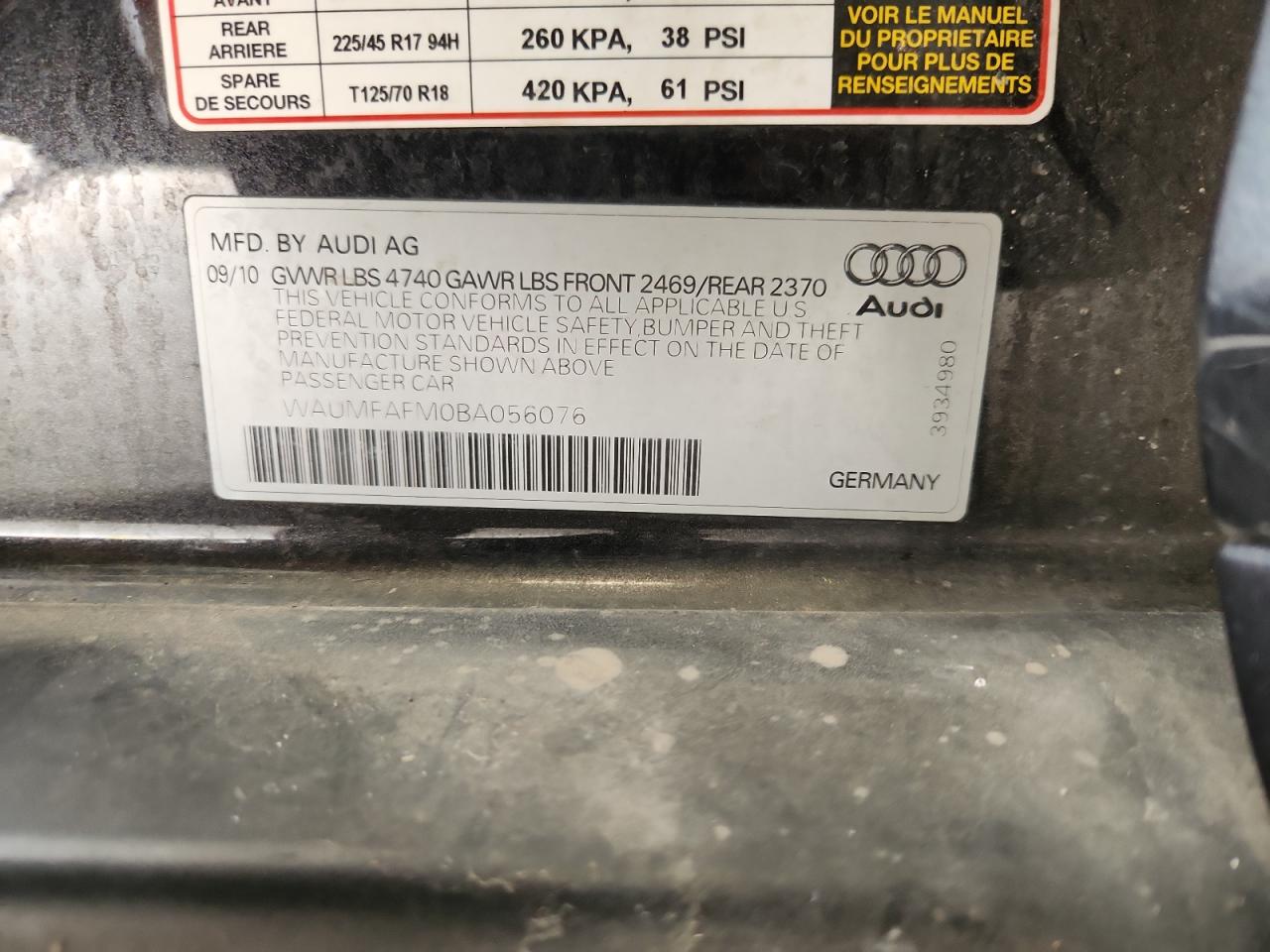 2011 Audi A3 Premium Plus VIN: WAUMFAFM0BA056076 Lot: 68357775