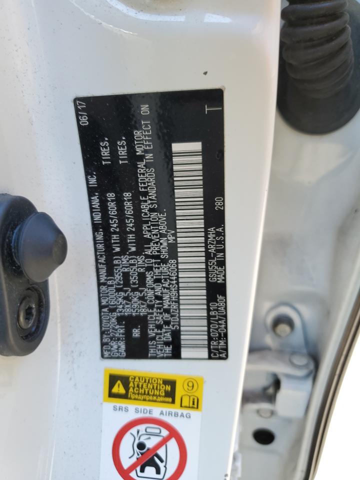 2017 Toyota Highlander Se VIN: 5TDJZRFH9HS446068 Lot: 69880525