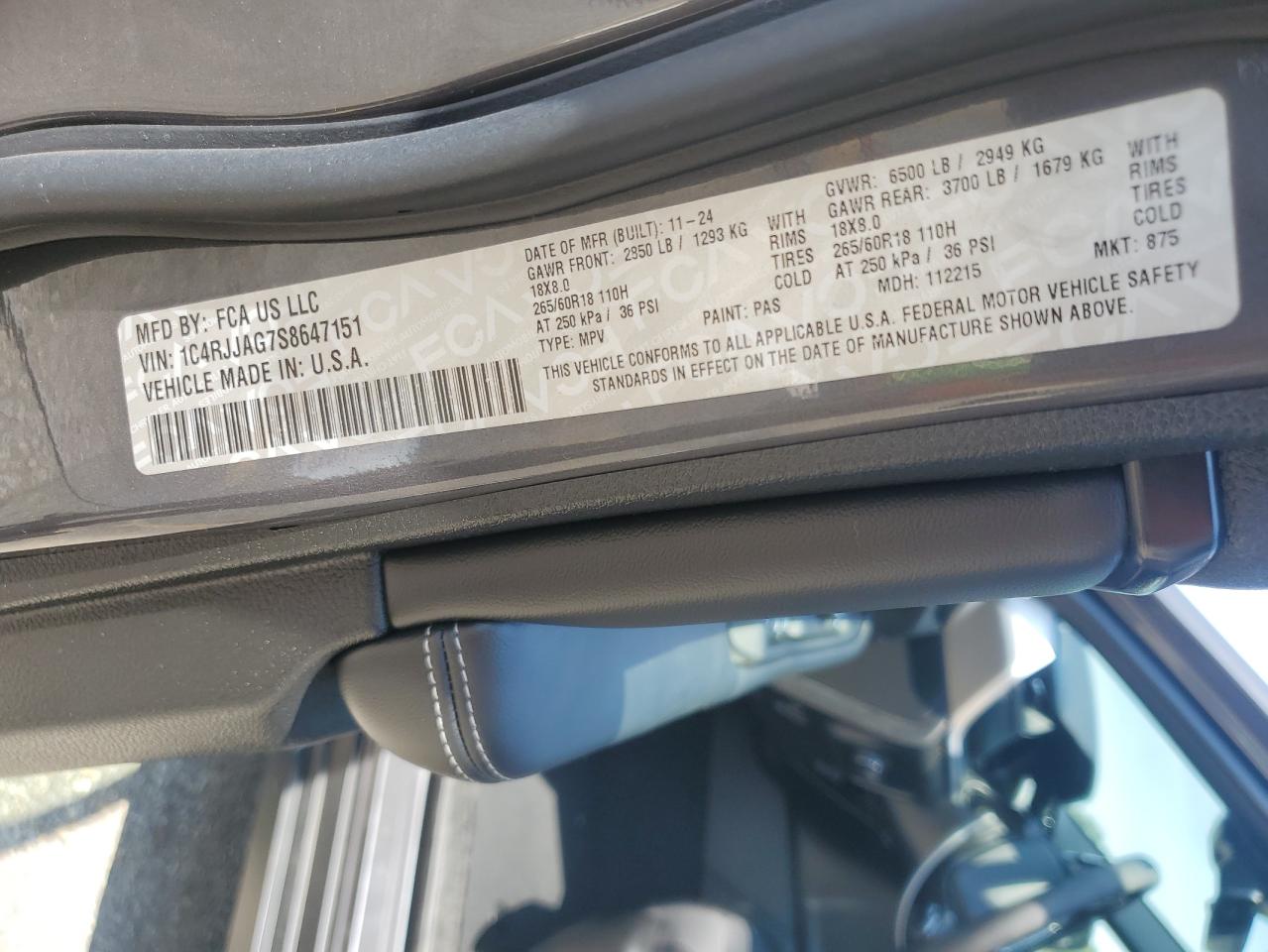 2025 Jeep Grand Cherokee L Laredo VIN: 1C4RJJAG7S8647151 Lot: 70148775