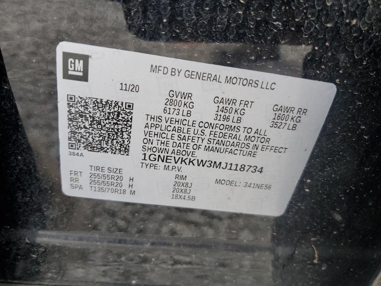 2021 Chevrolet Traverse Premier VIN: 1GNEVKKW3MJ118734 Lot: 68451125