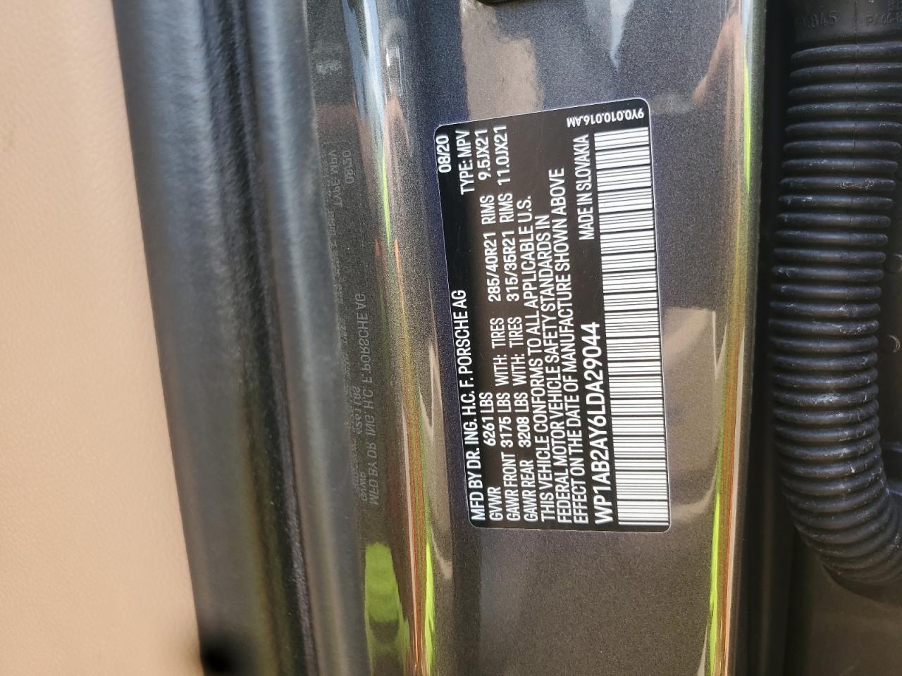 2020 Porsche Cayenne S VIN: WP1AB2AY6LDA29044 Lot: 86113445