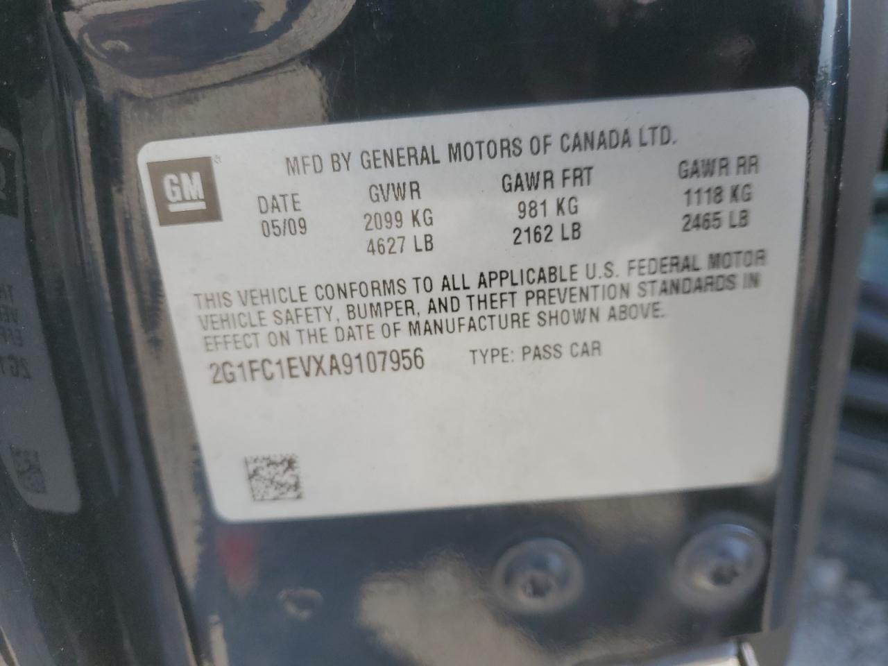 2010 Chevrolet Camaro Lt VIN: 2G1FC1EVXA9107956 Lot: 67636405