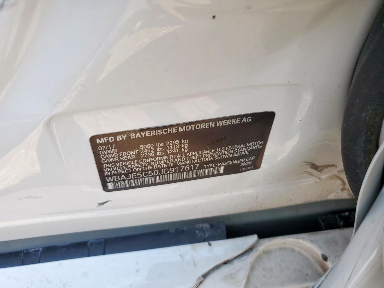 2018 BMW 540 I VIN: WBAJE5C50JG917617 Lot: 69818775