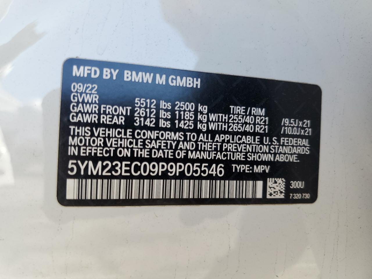 2023 BMW X4 M VIN: 5YM23EC09P9P05546 Lot: 64856665