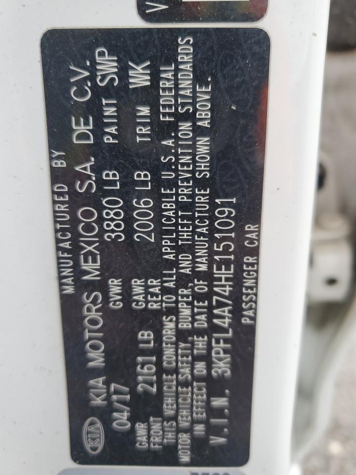 2017 Kia Forte Lx VIN: 3KPFL4A74HE151091 Lot: 70761465