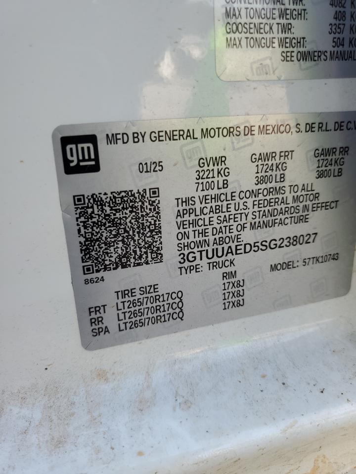 2025 GMC Sierra K1500 VIN: 3GTUUAED5SG238027 Lot: 70247305