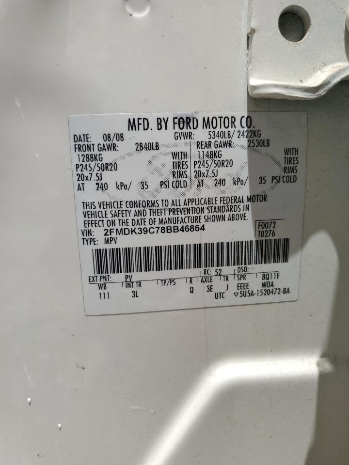 2008 Ford Edge Limited VIN: 2FMDK39C78BB46864 Lot: 68618155